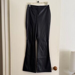 Black Flared Faux Leather Pants